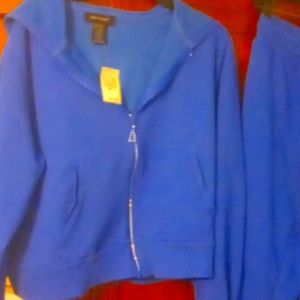 Ashley Stewart Track Suit Royal Blue Bling Trim 18 To 20 EUC Comfy. Zip Hoodie,